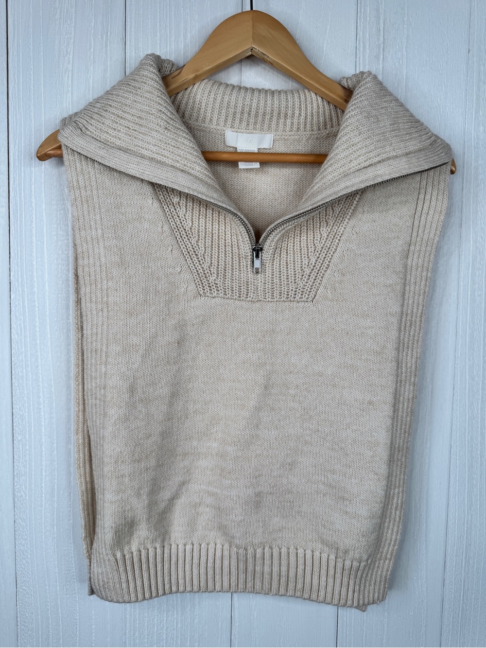 H&M Women's Zip-Neck Shawl Collar Sweater Vest — Cream One Size